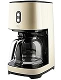 KHG Kaffeeautomat KA-185 CE aus Edelstahl/Kunststoff in creme, Kapazität für 12 Tassen, mit Glaskanne mit Wasserstandsanzeige 1,5 Liter, Permanentfilter, Abschaltautomatik, Tropfstopp