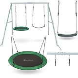 HyperMotion Swing HYP2 Gartenschaukel-Set - Doppel- & Nestschaukel mit Gestell, höhenverstellbar von 85-140 cm, belastbar bis 200 kg, geeignet für 2-3 Kinder