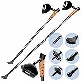 SPORTANA® Wanderstöcke Teleskop Aufsätze Gummipuffer Nordic Walking Stöcke Verstellbar 68-135cm Dämpfung Leicht Alu Kork Herren Damen Trekkingstöcke