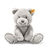 Steiff Kuscheltier Bearzy Teddybär, Süßes Stofftier, Jungen, Mädchen & Babys ab 0 Monaten, Friends, Plüschtier 28 cm, Hellgrau, 241543