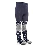 LaLoona Baby Krabbelstrumpfhose mit ABS Sohle - elastische Kinderstrumpfhose mit Anti Rutsch Noppen - OEKO-TEX® Standard 100 geprüft - Sterne/Blau - 86-92