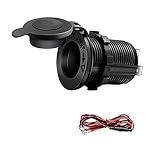 PPpanda 12v Steckdose,Zigarettenanzünder, Wasserdicht Marine Grade 12V Gleichstrom-Feuerzeugsteckdose Steckdose für Boot Motorrad Auto, mit 0,6m Anschlusskabe