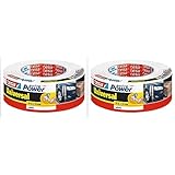 tesa extra Power Universal Gewebeband - Gewebeverstärktes Ductape zum Reparieren, Befestigen, Bündeln, Verstärken oder Abdichten - Weiß - 50 m x 50 mm (Packung mit 2)