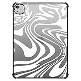 CASETiFY Ultra Impact Schutzhülle für iPad Air 27,7 cm (11 Zoll) (4. / 5. Generation), Marmor, transparent, Trippy Wavy Swirl White Spiral Warp Twirl Retro 70er Jahre Psychedelic Acid Groovy Abstract