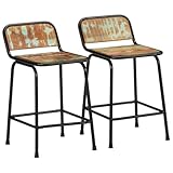 WSJHUHK Möbel, Stühle, Tisch und Barhocker, Barhocker, 2 Stück, 46 x 35,5 x 70 cm, Massivholz, recycelt