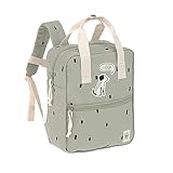 LÄSSIG Kinderrucksack mit Brustgurt Kindergartentasche Kindergartenrucksack 28 cm, 5,5 Liter, 3 Jahre/Mini Square Backpack Happy Prints Oliv