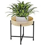 Bamworld Rattan-Pflanzenständer für den Innenbereich, handgewebter Boho-Pflanzentisch, runder Blumenständer, Kaffee-Beistelltisch für Wohnzimmer, Schlafzimmer, Balkon, Terrasse