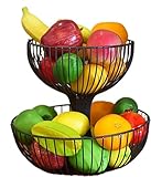 2-stöckiges Obstregal aus Edelstahl, zum Aufhängen, goldfarben und silberfarben, stilvolle Obstschale für Küchentheke