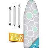 Super Soft 5 Schichten Turbo-Bügelbrettbezug 120x45, ÖKOTEX Baumwoll-Polsterung, schneller mit Thermoreflexion, 5 Größen, EasyFit+Spanner, Made in Europe, XL Fläche 120-125x38-45cm