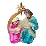 Zhviquek Krippenstatue,Heilige Familienfigur | Katholische Mini-Weihnachtskrippe - Harzstatue, katholische Figur, Tischszenen, Kunsthandwerk, Skulptur, geformte Statuen, religiöse Weihnachtsdekoration