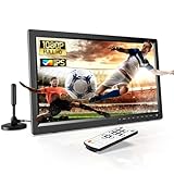 DESOBRY 15,6 Zoll tragbarer Fernseher mit Antenne, tragbarer Kleiner Fernseher mit DVB/T2-Tuner (Black)