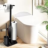 Edelstahl Klopapierhalter Stehend mit Klobürste, Toilettenpapierhalter mit WC Bürste Stand WC Garnitur für Toilettenpapier & Toilettenbürste