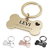 FELLSOCKE Hundemarke mit Gravur aus Edelstahl, Individuell gravierbar, Robuste Tiermarke, Dogtag Anhänger Hunde, Pferde, Katzen & Welpen (Glänzend, Goldfarben, 40x21mm)