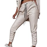 Geilisungren Lederhose GüNstig Damen Jeans Stretch Kunstleder Hosen Damen Skinny Slim Fit Röhrenjeans Bleistiftjean Lässige Kunstlederhose Damen High Waist Weit Schlank Stylische Casual Kunstlederhose