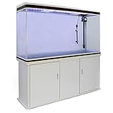 Monster Shop 300 Liter Heimaquarium Aquarium mit Unterschrank Aquariumkobination mit LED-Licht in Weiß 70cm H x 120cm B x 39cm T