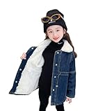Nemopter Mantel für Kinder, Mädchen, Denim, Mädchen, Winter, warm, Kinderjacke, Daunenjacke, winddicht, Parka, blau, 6-7 Jahre