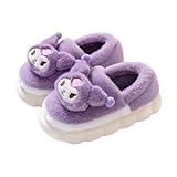 Niedliche Pelzige Hausschuhe Plattform Mini Stiefel Kurze Fleece Gefüttert Hausschuhe Damen Hausschuhe Anti-Skid Gummisohle House Slippers für Indoor Outdoor, violett, 40-41/25CM_1