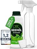 WENDOWERK® Neemöl [250ml] - Inkl. Sprühflasche und Messbecher - Neemöl mit Emulgator zur direkten Anwendung - Niemöl zur natürlichen Pflanzenpflege für Indoor und Outdoor