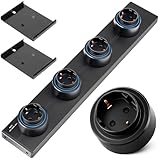 Mehrfachsteckdose Wandmontage - Steckdosenleiste Wandmontage Küche, 50 cm Stromschiene mit 4 Steckdosen, 8000 W MAX, für Küche, Wohnzimmer, Büro