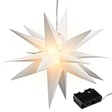 Leuchtstern 3D weiß aus PVC LED Weihnachststern zum hängen beleuchtet in inkl. 15 LED Ø 35 cm Outdoor IP44 (1 x LED Leuchtstern weiß)