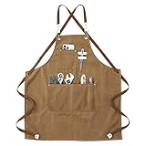 ChuerTech Arbeitsschürze Herren, Robuste Werkzeug Schürze für Männer, Arbeitsschürze mit 3 Werkzeugtaschen für Küche, Garten, Keramik, Werkstatt, Garage und mehr für Herren & Frauen - Braun