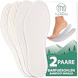TULMERO Barfuß Einlegesohlen - Barfußsohlen aus Baumwolle Frottee gegen Fußgeruch, Schuheinlagen weich für Einlagen Barfußschuhe 2 Paare Große 36