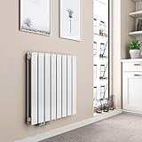 EMKE Heizkörper Horizontal 630x620mm, Flachheizkörper Doppellagig Design Heizkörper Flach Paneelheizkörper Seitenanschluss Heizung Weiß 826W