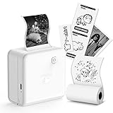 Phomemo M02 Pro 300 DPI Taschendrucker Mini Thermo Fotodrucker für Handy, Sticker Drucker, Kompatibel mit 15,25,53 mm Papier, für iOS und Android, ideal für Journal, Fotodruck, Arbeit, Memo - Weiß