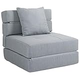 HOMCOM Schlafsessel klappbar, Schlafsofa, 2-in-1 Klappsessel mit Bettfunktion, Relaxsessel mit Kissen, Gästebett für Wohnzimmer, Schlafzimmer, bis 120 kg Belastbar, Hellgrau
