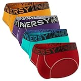 INNERSY Slip Herren Weich Männer Unterhosen Atmungsaktive Slips Sport Unterwäsche Mehpack 4 (L, Leuchtend Bunt Mehrfarbig)