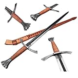 Madhammers Schwert, handgeschmiedet, mit verzierter Scheide,echtes Rindsleder Schaukampfschwert Echt Gotik Schwert aus Metall. Gesamtlänge 90cm