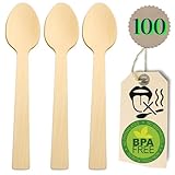 100 Kompostierbare Löfflen aus Bambus – Nachhaltiges Einweg-Besteck ohne Holzgeschmack | Umweltfreundlich & Geschmacksecht | Picknick, Grill, Party ®Claudi Home