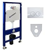 Geberit Duofix Basic UP 100 WC-Vorwandelement WC SET mit Platte Delta 21 weiß, Schallschutzset