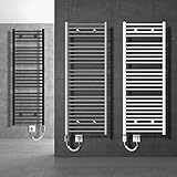 LuxeBath Badheizkörper Elektrisch mit Heizstab 900W Große Leistung - 750 x 1800 mm - Weiß - gerade mit Seitenanschluss - Heizkörper Handtuchwärmer Handtuchtrockner