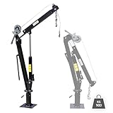 Wiltec Pickup Kran Ladekran 1800 mm Höhe, 900 kg Traglast und 360° Drehkranz, Seilwinde, massiver Standfuß zur Bodenmontage, Werkstattkran