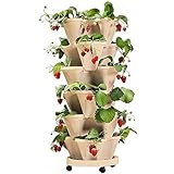 Fourpetals Stapelbarer vertikaler Garten-Pflanzturm – 6-stöckige Pflanzgefäße für Gemüse, Erdbeeren, Kräuter und Blumen – platzsparende Töpfe für drinnen und draußen