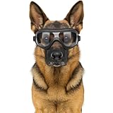 Fohuanky Hundebrille für mittelgroße und große Rassen, Verstellbarer Riemen, UV-Schutz, Brille für Golden Retriever, Labrador, Deutscher Schäferhund, Boxer (Transparent)