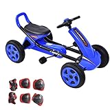 go Karts Tretauto, Kinderfahrzeug, Go-Kart Für Kinder Ab 3-5 Jahren Bis 50 Kg Köpergröße 90-110 cm, Tretauto Mit rutschfeste Räders, Verstellbarem Sitz, Vor- Und Rückwärtsgang, Pedalantrieb