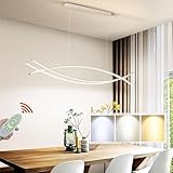 Esszimmerlampe LED Pendelleuchte Esstisch Wohnzimmer Dimmbar Hängelampe 3000K-6500K mit Fernbedienung Küchen Hängend Lampe Moderne Höhenverstellbar für Essecke Hängeleuchte Küche Leu (Weiß, L150cm)