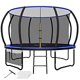 Devoko Trampolin Outdoor Ø 228/305/366/427 cm, vom TÜV Rheinland GS-Zertifikat, Kindertrampolin Gartentrampolin mit Sicherheitsnetz, Rundes Riesentrampolin mit Leiter und Schuhbeutel