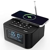 MAJORITY Knapton | Nachttischradio mit Bluetooth | 15W kabelloses Laden & USB-Laden | DAB+ und FM | Lauter Doppelalarm, Schlaf- & Schlummerfunktion | Großes dimmbares, beleuchtetes LCD-Display