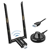 WLAN Adapter 1200Mbit/s, WLAN USB Stick DualBand 867Mbit/s (5GHz), 300Mbit/s (2,4GHz) WLAN Empfänger mit 2*5dBi Antenne und USB 3.0-Dockingstation mit 65cm kable für PC Desktop Laptop Windows/Mac OS