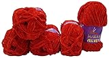 500 Gramm Strickwolle Ilkadim Export Velvet Micro-Polyester, Babywolle samtig 5 x 100 Gramm Strickgarn (rot 90018)