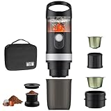 FUNYKICH Tragbare Espressomaschine mit Outdoor Tragetasche, Elektrische Kaffeemaschine mit Selbsterhitzung USB-C, 20 Bar Mini Kaffeemaschine,kompatibel mit NS&DG-Kapseln Kaffee für Camping Reisen Büro