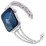 KADES kompatibel mit Apple Watch Armband 8 41mm Damen, Bling Link Armband Edelstahl Armband Ersatzarmband für iWatch Armband 41mm 40mm 38mm Series 8 7 SE 6 5 4 3 2 1, Silber