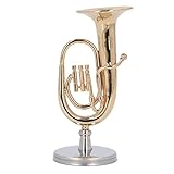 HERCHR Miniatur-Baritonhorn, Classic Cantabile, Tuba-Miniatur-Replik Mit Ständer, Mini-Musikinstrument Ornamente Dekoration Tischdeko Für Wohnzimmer/Kinderzimmer/Büro, Geschenke, Souvenirs