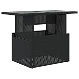 vidaXL Gartentisch, Esstisch Beistelltisch mit Glasplatte, Tisch Verstellbare Tischplatte, Gartenmöbel Couchtisch Terrassentisch, Schwarz 100x55x73cm Poly Rattan