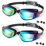 FullLove Schwimmbrille Kinder, 2 Stück Schwimmbrille mit Silikon-Nasenbrücke, Anti-Beschlag UV-Schutz Klare Sicht Wasserdicht, für Kinder im Alter von 3-10 Jahren für Jungen Mädchen