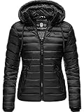 Navahoo Damen leichte Übergangsjacke Steppjacke mit Kapuze Lulana Schwarz Gr. M