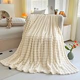 WONGS BEDDING Kuscheldecke Flauschig - Bubble Decke Beige, Wolldecke & Fleecedecke, Sofadecke, Tagesdecke, Decken Weiche Warme für Zimmer Deko, Wohn- & Kuscheldecken, Tagesdecke 150x200 cm
